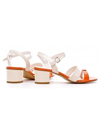 Zodiaco Italian creamy and orange patent leather slingbacks ...